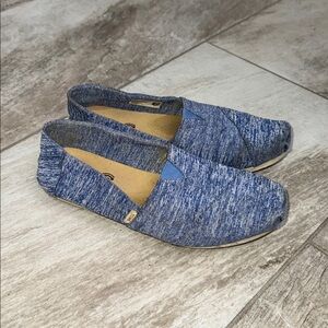 USED- Toms Denim Blue Slip-On Flats- Size 6W